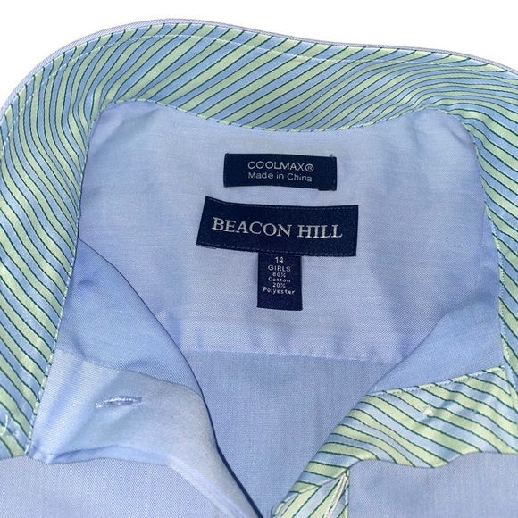 Beacon Hill Equestrian Show Riding Shirt Blue Cool Max Collection Girls Size 14 - Picture 3 of 5